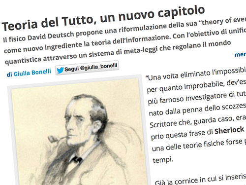 A screen capture of text from Teoria del Tutto, un nuovo capitolo